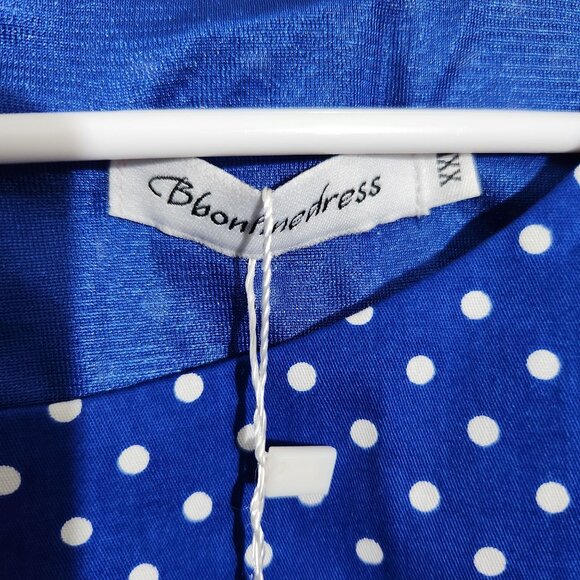 Bbonlinedress Dress Womens Size XXL Blue Polka Dot Sleeveless Midi Flared Skirt - Picture 3 of 14